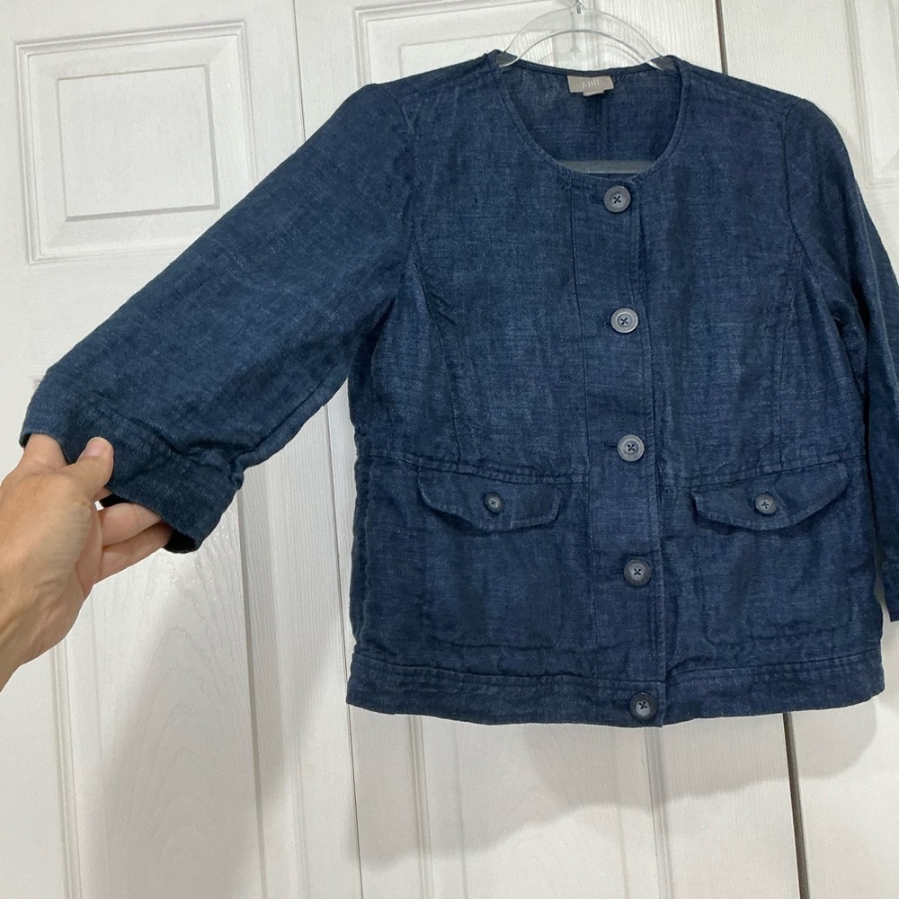 🩷 J. Jill Blue Linen Jacket Top - Size Small - Picture 3 of 7